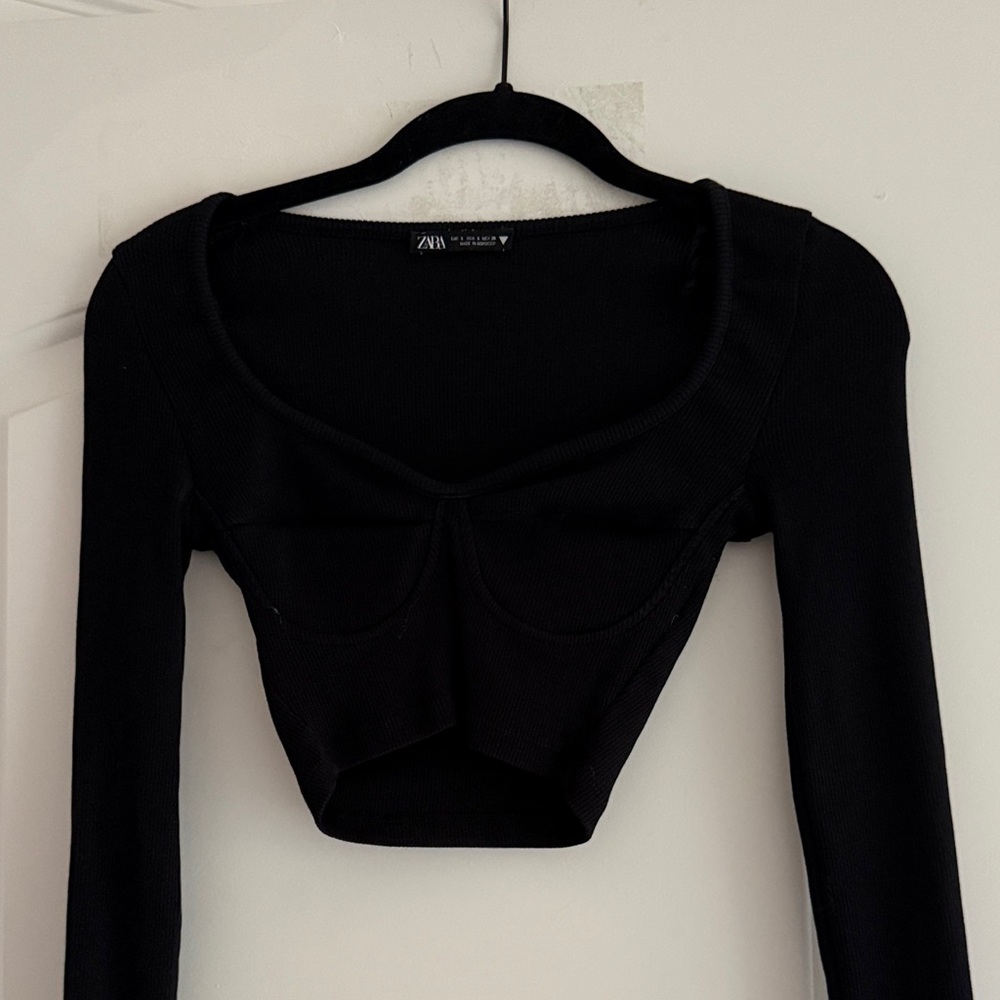 Zara Black Long Sleeve Bodysuit
